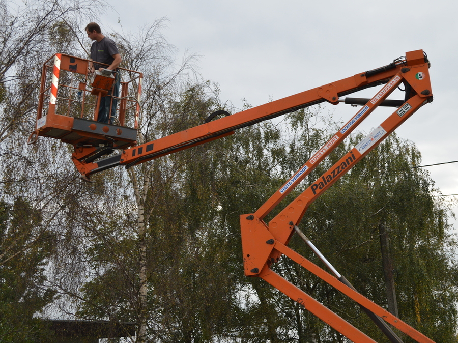 Bomen snoeien met hoogwerker